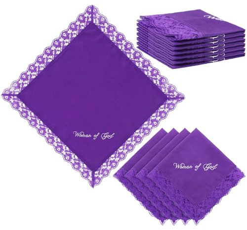 6 Pack 23'' Women Christian Gift Bulk Church Mothers Day Gift Lap Scarf Ladies Handkerchiefs Satin Handkerchief(Classic,Purple)