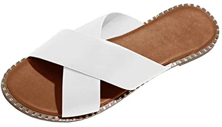 Wyongtao Sandales Femme Été Mode Chaussures Orthopediques Pantoufles De Plage Chaussures Compensées Sandale Confortable Bout Ouvert Pantoufles Plates Mules Femme Cuir Sangles Croisées
