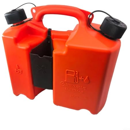 RichVibe Bidon de carburant pour tronçonneuse à double compartiment 5 L et réservoir d'huile avec porte-outils, becs d'arrêt automatique