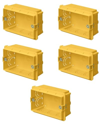 5 Scatole 503 da incasso a parete, 3 moduli/posti, per muratura, 95x70x48mm, in tecnopolimero ad alta resistenza, cassetta per impianto elettrico, universale per serie civili, giallo