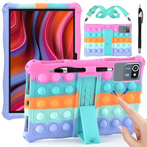 KATUMO Soft Rubber Universal 11 Inch Tablet, Gradient Rainbow | Fidget Bubble Stress Relief, for SVITOO P11/ TABWEE/Doogee/Raemond/RebotAi/VekfulPC Tablet 11 Inch, with Pen & Shoulder Strap