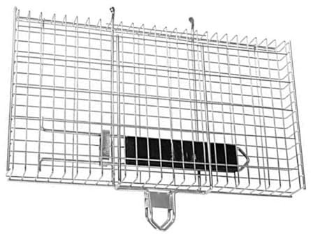 Cesta de parrilla | Cesta de acero inoxidable para parrilla de pescado | Accesorios para al aire libre de 49,5 x 32 cm | Herramienta de barbacoa con asa, ideal para verduras, pescado, camarones y