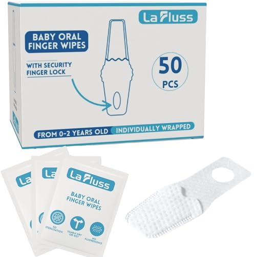 La Fluss - Salviette orali per le dita per bambini, adatte da 0 a 24 mesi, morbide e delicate per pulire bocca, gengive e lingua del bambino, confezionate singolarmente