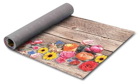 HomeLife Küchenteppich, rutschfest, waschbar, hergestellt in Italien, Meterware, PVC und Baumwolle, mit buntem Druck, 180 cm, aus Vinyl, modern und dekorativ, Blumenstrauß