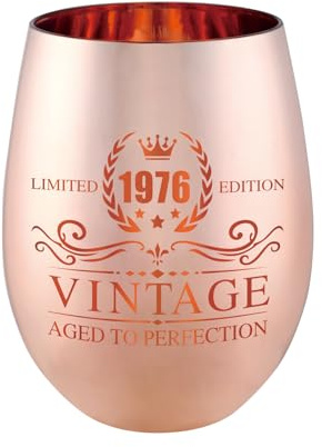 xilaxila 50th Birthday Gifts for Women - Vintage 1976 Wine Glass - 50th Birthday Decorations for Her - Funny Bday Present Ideas