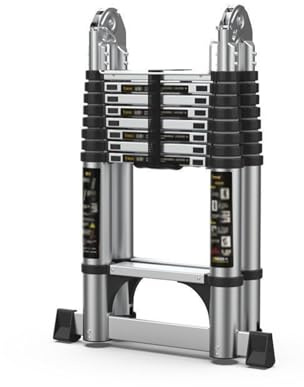 Hohe Leitern for hohe Decken im Haus, klappbare Aluminium-Ausziehleitern, Höhenverstellung for Arbeiten im Innen- und Außenbereich, Zugang for Dachboden(3.7+3.7 Meters)