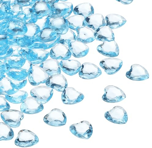 QUARKZMAN 250 Pcs Corazones Acrílico Azul Claro, Cristales Falsos Corazón para Relleno Floreros, Corazones Decorativos para San Valentín para Esparcir En Mesas, Fiestas Bodas Manualidades
