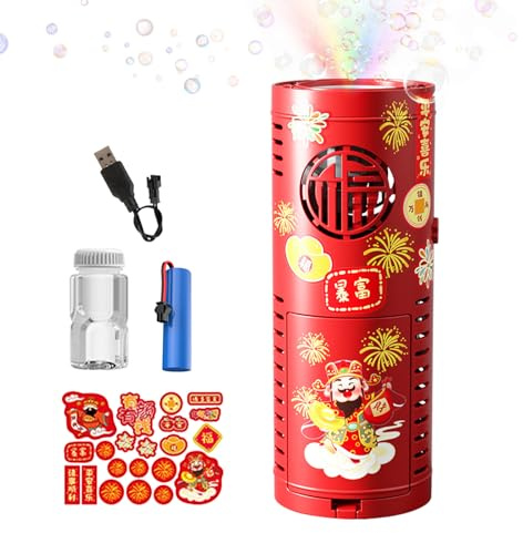 Machine À Bulles De Feux d'artifice – Jouet Souffleur Automatique avec Lumières LED Colorées | Machine À Bulles Portable pour Fêtes D', Anniversaires, Mariages, Soirées De Feu D
