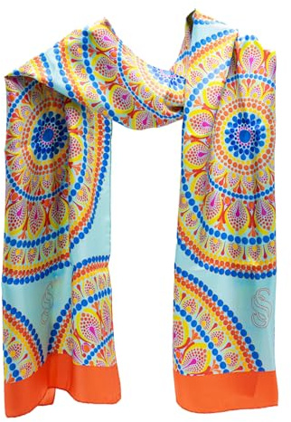 Seta Sole Sciarpa 100% Seta Made in Italy 45x160 cm Mandala Donna