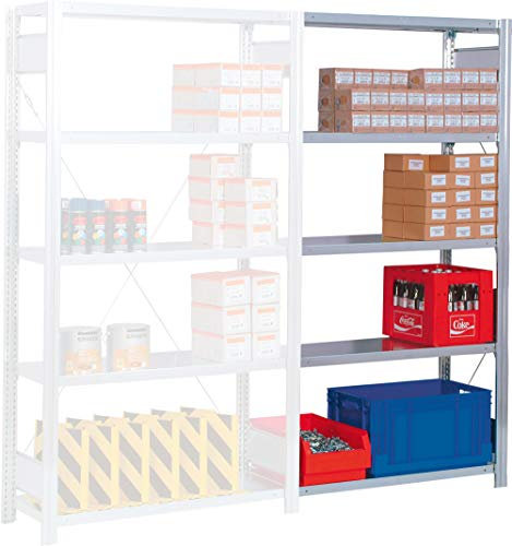 Regalwerk BERT Lagerregal 250|7 Anbaufeld 3000 x 1005 x 800 mm - mit Kreuzdiagonalen - Fachlast 250 kg - 7 Stahlfachböden