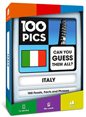 100 PICS Italy Educational Flash Cards Game - Kids Travel Guide For Italian Food Facts And Phrases