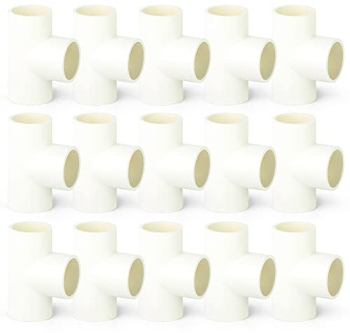 ERGAOBOY 15 st 20 mm 3-vägs T-formad PVC vit slanganslutning anslutning adapter