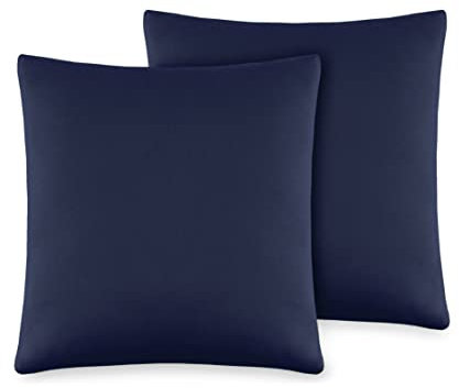 VelvetHome Deluxe 2er Set Kissenbezug 40x40 cm Made in EU Hohe Qualität Kopfkissenbezug mit Reißverschluss 100% Baumwolle Kissenhülle 40x40 Marineblau