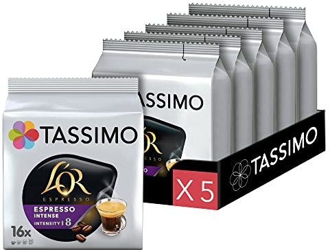 TASSIMO Café Dosettes - 80 Boissons L'Or Espresso Intense (Lot de 5 x 16 Boissons)