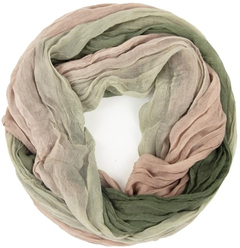 Gloop Loop - Sciarpa leggera da donna, con gradiente, disponibile in diversi colori, Sciarpa loop verde chiaro, Taglia unica