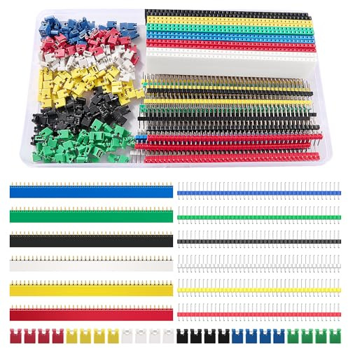 VooGenzek 348 ST Stift Header Kit, Hane & Hona Stift Header Connector 2.54mm, 2.54mm Circuit Board Mini Jumper Cap Connector, Rak Enkelrad Hane & Hona Brytbar Stift Header, för Arduino