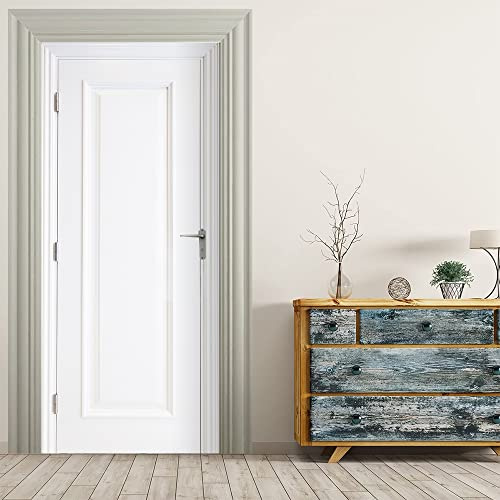 VIRANDA 3D Door Stickers Murals - White Wooden Peel and Stick Wallpaper PVC Self-Adhesive Decals, Removable Waterproof Poster for Bedroom Living Room Wall Decoration 30.3x78.7 Inch