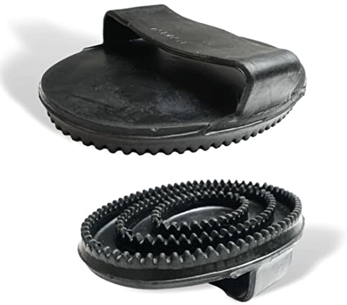 Pferdelinis Barrette in gomma per la cura del pelo, la pulizia e il massaggio, spazzola con linguetta di gomma ideale per cavalli, cani, gatti per salute e benessere (2 adulti)