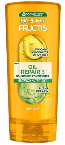 Garnier Fructis Oil Repair 3 Conditioner, 200 ml (PACK OF 2), Nourishing Conditioner, Glow & 2x Nutrition, For Dry Hair, With Avocado, Coconut And Olive Oils