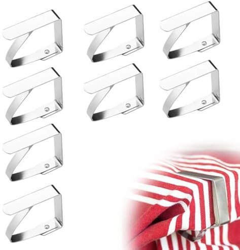 SULIUDAJI 8 Piezas Clips de Acero Inoxidable Mantel Pinza para Mantel Cubierta Sujeta Manteles Sujeta Manteles de Mesa Exterior(4cm x 5cm)