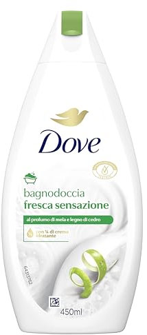 Dove Gel de Ducha Fresco, Hidratante Dermo Natural, Manzana y Madera de Cedro, Crema Hidratante 1/4, Dermatológicamente probado, Baño de Espuma para Mujer y Hombre, Botella 100% Reciclada * 450 ml