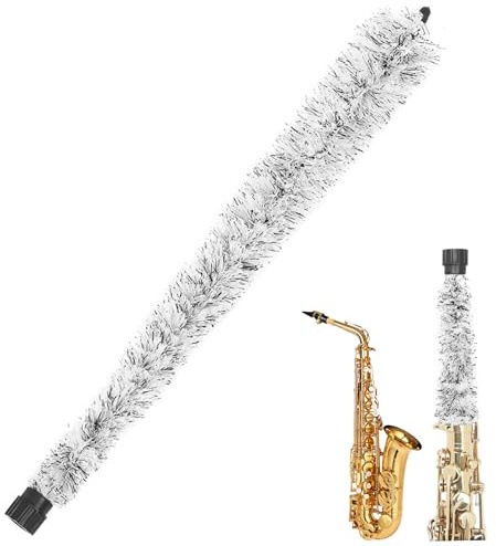 Kit de nettoyage de saxophone Brosse de nettoyage de sax alto avec pointe en caoutchouc forte absorbant de saxophone absorbant 21 pouces à poignée sans glissement Corde en coton accessoires de saxoph