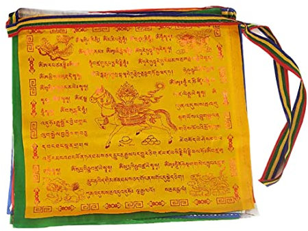 Banderas de oración tibetana bandera de caballo de viento Tipo de tipografía de lungta Bunting para pared colgando al aire libre 25 piezas banderas budistas