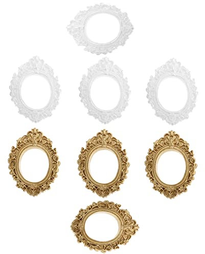 Cabilock 8stücke Teiliges Miniatur-bilderrahmen Aus Harz Für -kunsthandwerk Vintage-ovalrahmen Kompakte Fotorahmen Für Miniaturhäuser Und Kreative Dekorationen