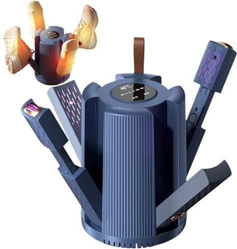 Asciuga Scarponi, asciuga Scarpe Elettrico, scalda Scarpe con Timer a 3 modalità, Temperatura costante 48 ℃, 2 regolazioni di velocità, scalda Scarpe scalabile a 4 Teste per Scarpe, Guanti