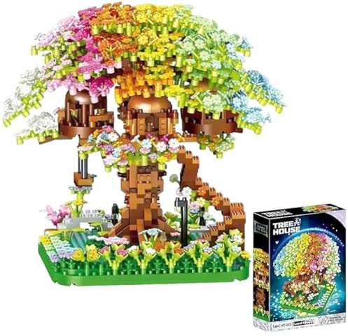 Casa del árbol de Flores de Cerezo,Juego De Construcción De Árbol Sakura,1345 pz construcción Cerezo,Juguete de Ladrillos de construcción de partículas de Sakura,DIY Japan Creative Decoration Gift