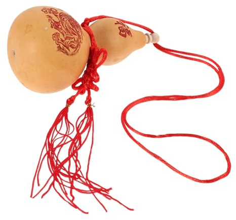 MAGICLULU Chinese Gourd Figurine Decorative Wood Sculpture Vintage Style Hanging Ornament Feng Shui Luck Prosperity Statue Home Decor