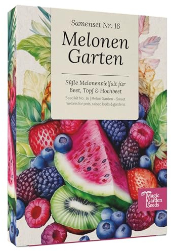 Magic Garden Seeds – meloner trädgård frölåda med 4 sorter – vattenmelon, honungsmelon och sockermelon för upptäcktsbädd, kruka och trädgård – aromatisk och söt