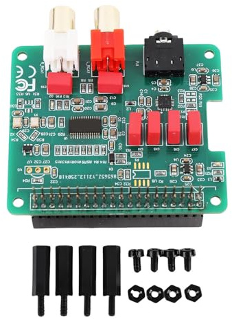 Oreilet HiFi DAC Hat Ljudkort, Premium Card Expansion Board med 384KHz 32Bit DAC för W 3B Pi 4 Pi 5, med 40 Pin Connector och 3,5mm Jack