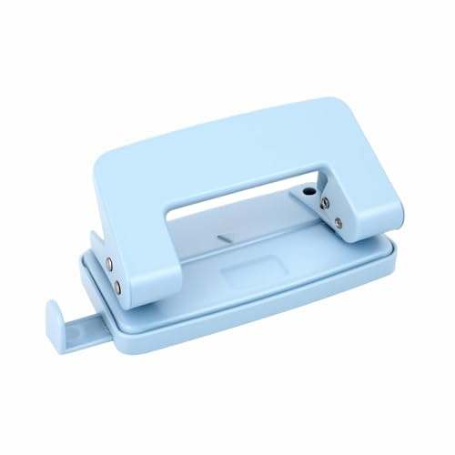 Double Hole Punch, Blue Adjustable Metal Hole Puncher Ergonomical Handle for Office and Home DIY Supplies