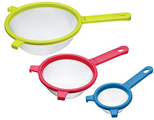 Colourworks CWSTRAINSET KitchenCraft Stainless Steel Fine Mesh Sieve Set, 18 cm. 12.5 cm, 8 cm