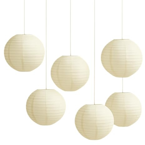 Paper Lanterns Mix Color Packs of 6 Round Paper Lanterns Lampshade Party Decorations (All Ivory/Cream, 6 (15 cm))