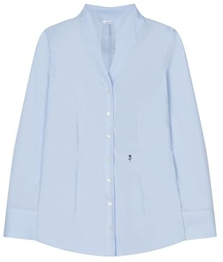 Seidensticker City Bluse Langarm Slim Fit Uni Bügelfrei, Camicia Donna, Blu (Hellblau), 46