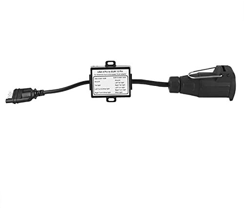Aramox Adattatore Convertitore per Cablaggio Rimorchio, da 4 Pin a 13 Pin EU, Connettore in Plastica Portatile