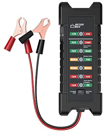 DollaTek 12V 24V Motorcycle Car Battery Tester BM410 With 7 LED Lights Display Car Battery Detector