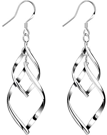 LEEQBCR 1 Paar Damen-Ohrhänger Sterling-Silber 925 lang Quast，Ohrhänger 925 Sterling Silber Damen Ohrschmuck, Silber