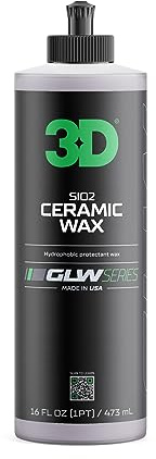 3D GLW Series Ceramic Wax – SiO2 Infused Car Wax for Ultimate Gloss, Hydrophobic Protection & Easy Application | Ultra Slick Shine | Made in USA 16 oz