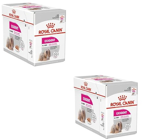 ROYAL CANIN Exigent | Doppelpack | 2 x 12 x 85 g | Nassfutter für ausgewachsene Hunde ab dem 10. Lebensmonat | Für wählerische Hunde | Mit hochwertigen Proteinen