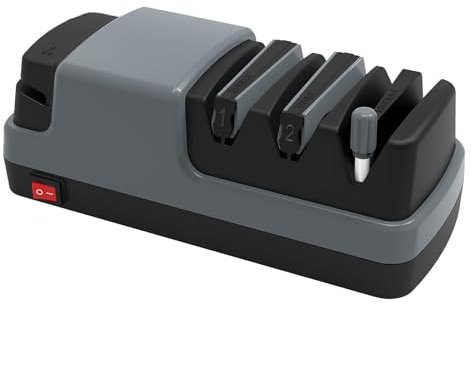 Affuteur Couteau 4 en 1 Aiguiseur Couteaux Electriques Avec Des Abrasifs 100% Diamantés Et Des Guides D'angle De Précision. Affuteur De Couteaux Professionnel,Gray