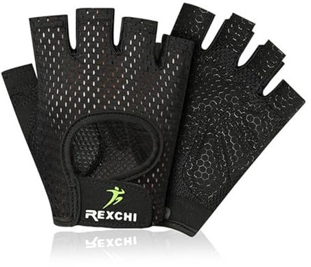 Zimoer Fitness Handschuhe für Damen und Herren, Trainingshandschuhe Gym Handschuhe Atmungsaktive rutschfest Sporthandschuhe Handflächenschutz für Radfahren Training Crossfit Klimmzüge (Schwarz, L)