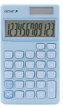 GENIE 212 B 12-stelliger Taschenrechner mit Dual-Power (Solar und Batterie) blau