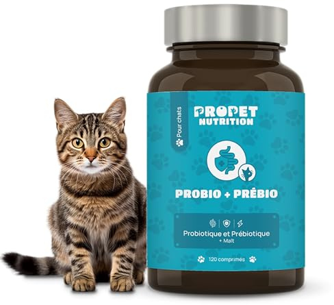 Fermenti Lattici Gatto. Probiotici Gatto 11 Diversi Ceppi + Prebiotici + Vitamine B Complex. 5 Miliardi UFC. 120 Compresse. Trattamento dell'intestino Irritabile. Contiene Malto e Taurina per Gatti