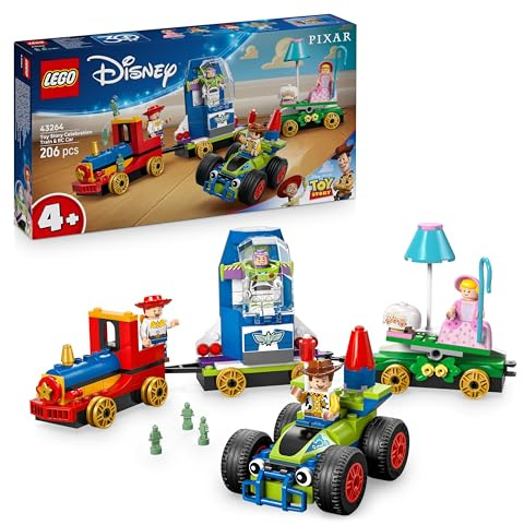 LEGO ǀ Disney and Pixar’s Toy Story Celebration Train & RC Car Toy - incl. Woody, Buzz Lightyear, Jessie & Bo Peep Minifigures - Creative Gift for 4+ Year Old Boys & Girls - 43264