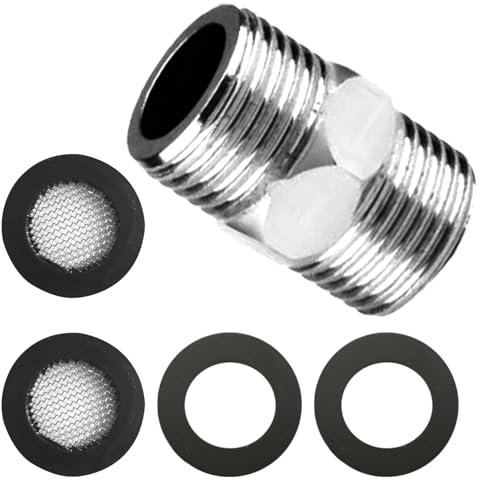 Flexschlauch 1/2 Zoll,1/2 Duschschlauch Adapter Edelstahl Doppelnippel,Hahnverlängerung 1/2 Zoll,Duschschlauch VerlängerungDoppelnippel wird mit 2 passenden Filtern und 2 Dichtungen geliefert