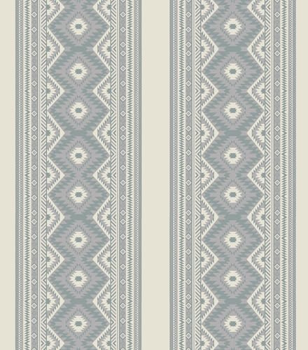 HomKihapai Vintage Peel and Stick Wallpaper Blue Stripe Wall Decor Baroque Granny French Country Cottagecore Removable Wallpaper for Bedroom Bathoom Livingroom (Cream Blue, 17.3x118.11)