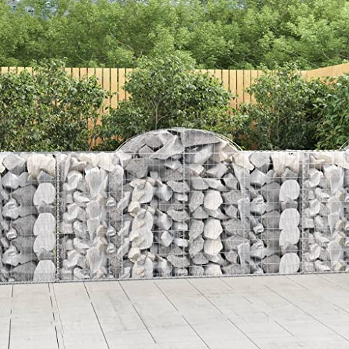 Aiuola rialzata, fioriera da giardino, vaso alto, gabbioni con arco alto, 12 pezzi, 200 x 50 x 100/120 cm, in ferro zincato, per balcone, giardino, terrazza, giardino d'inverno